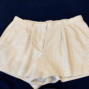 Abercrombie & Fitch Cream Pinstripe High Waist Shorts
